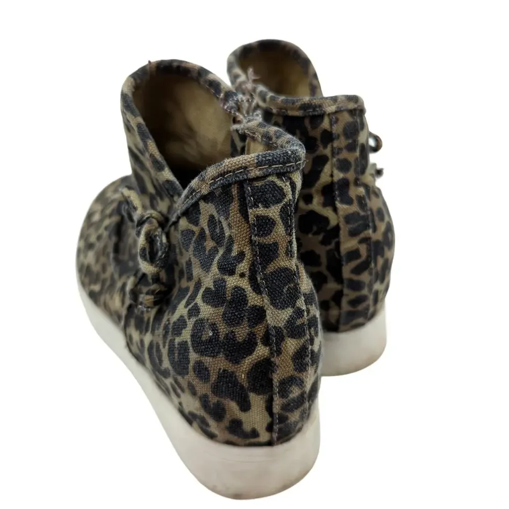 Very G 9.5 Leopard Canvas High-Top Sneakers, Tan/Black, Fair - Picture 3 of 5